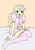 Size: 850x1200 | Tagged: safe, artist:linedraweer, oc, oc only, oc:silverlay (pegasus), anthro, anthro oc, bed, clothes, commission, female, missing shoes, nurse, nurse outfit, sitting, socks, solo, wings