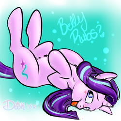 Size: 3000x3000 | Tagged: safe, artist:lildooks, starlight glimmer, pony, unicorn, g4, bellyrub request, blushing, cute, female, glimmerbetes, high res, looking at you, lying down, mare, on back, smiling, solo, tongue out