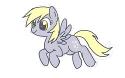 Size: 600x375 | Tagged: safe, artist:yosixi, derpy hooves, pony, g4, female, flying, simple background, solo, white background