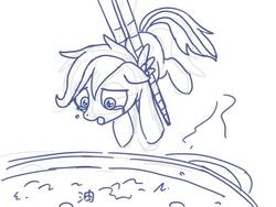 Size: 600x450 | Tagged: safe, artist:yosixi, scootaloo, pegasus, pony, g4, abuse, basashi, boiling, chopsticks, crying, female, food, japanese, meat, monochrome, oil, person as food, scootabuse, scootachicken, solo, teary eyes