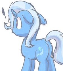 Size: 800x900 | Tagged: safe, artist:yosixi, trixie, pony, unicorn, g4, butt, exclamation point, female, floppy ears, mare, plot, simple background, solo, white background