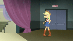 Size: 1920x1080 | Tagged: safe, screencap, applejack, equestria girls, fluttershy's butterflies, fluttershy's butterflies: applejack, g4, my little pony equestria girls: better together, animated, behaving like a chicken, female, solo, sound, webm