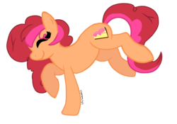 Size: 1280x894 | Tagged: safe, artist:ipandacakes, oc, oc only, oc:chimi cherry cheesecake, earth pony, pony, female, mare, offspring, parent:cheese sandwich, parent:pinkie pie, parents:cheesepie, simple background, solo, transparent background