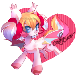 Size: 400x400 | Tagged: safe, artist:snow angel, oc, oc only, oc:candy cream, bat pony, pony, bat pony oc, chest fluff, colored pupils, heart eyes, simple background, solo, transparent background, white outline, wingding eyes