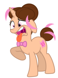 Size: 5225x6994 | Tagged: safe, artist:estories, oc, oc only, oc:pink rose, oc:think pink, pony, unicorn, g4, absurd resolution, female, mare, raised hoof, rule 63, simple background, solo, tongue out, transparent background