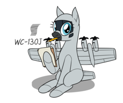 Size: 1780x1480 | Tagged: safe, artist:camo-pony, derpibooru exclusive, oc, oc only, original species, plane pony, pony, clipboard, hoof hold, mouth hold, pencil, plane, simple background, sitting, solo, wc-130, white background