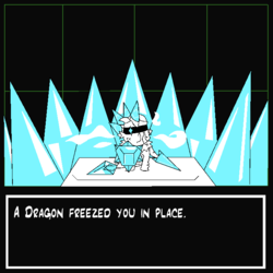 Size: 700x700 | Tagged: safe, artist:ask-wisp-the-diamond-dog, artist:wisp the diamond dog, oc, oc:cindy, dragon, baby, baby dragon, ice dragon, shield, sword, undertale, weapon