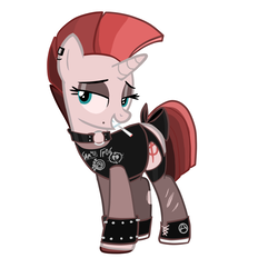 Size: 1266x1266 | Tagged: safe, oc, oc only, oc:fragile string (scarlet rebel), pony, unicorn, anarchy, base used, cigarette smoke, clothes, collar, garter belt, punk, solo, stockings, thigh highs