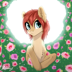 Size: 1500x1500 | Tagged: safe, artist:lovely-pony, oc, oc only, earth pony, pony, female, flower, mare, pale belly, solo