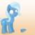 Size: 1280x1280 | Tagged: safe, artist:solarfm, trixie, pony, unicorn, g4, female, gradient background, mare, missing horn, solo, worried