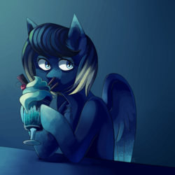 Size: 1280x1280 | Tagged: dead source, safe, artist:kreecker, oc, oc only, pegasus, pony, drink, food, ice cream, indexed png, solo