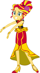 Size: 5600x10199 | Tagged: safe, artist:sunshi, sunset shimmer, equestria girls, equestria girls specials, g4, my little pony equestria girls: dance magic, absurd resolution, alternate hairstyle, clothes, dress, female, flamenco dress, grin, high heels, nervous, nervous smile, shoes, simple background, smiling, solo, sunset shimmer flamenco dress, transparent background, vector