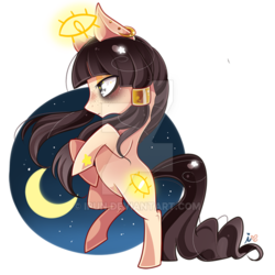 Size: 600x600 | Tagged: safe, artist:ipun, oc, oc only, oc:ace, earth pony, pony, female, freckles, magic, mare, moon, night, rearing, simple background, solo, transparent background, watermark