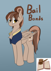 Size: 2095x2878 | Tagged: safe, artist:ampderg, oc, oc only, oc:bail bonds, pegasus, pony, clothes, high res, lawyer, solo, suit