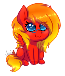 Size: 578x672 | Tagged: safe, artist:ghostlymarie, oc, oc only, oc:sunrise tune, pony, :3, chibi, cute, glasses, simple background, sitting, solo, transparent background, white outline