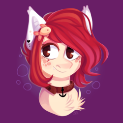 Size: 1280x1280 | Tagged: dead source, safe, artist:kreecker, oc, oc only, bat pony, pony, chest fluff, collar, cute, ear piercing, earring, freckles, indexed png, jewelry, ocbetes, piercing, smiling, solo