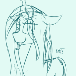 Size: 3000x3000 | Tagged: safe, artist:binkyt11, derpibooru exclusive, queen chrysalis, changeling, g4, 2017, female, high res, lidded eyes, mare, monochrome, simple background, sketch, sketch dump, solo, tongue out, wip