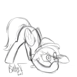 Size: 1500x1500 | Tagged: safe, artist:binkyt11, derpibooru exclusive, daring do, pegasus, pony, g4, 2017, black and white, face down ass up, female, grayscale, imminent vomiting, mare, monochrome, sick, simple background, sketch, sketch dump, white background, wip