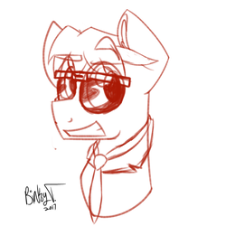 Size: 2000x2000 | Tagged: safe, artist:binkyt11, derpibooru exclusive, withers, earth pony, pony, g4, 2017, bust, dreamworks face, ear fluff, henchmen, high res, male, monochrome, necktie, signature, simple background, sketch, sketch dump, solo, stallion, sunglasses