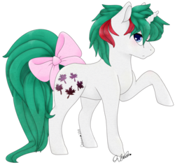 Size: 1024x967 | Tagged: safe, artist:dreamcreationsink, gusty, pony, unicorn, g1, bow, female, mare, raised hoof, simple background, solo, tail bow, transparent background