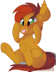 Size: 1776x2266 | Tagged: safe, artist:donutnerd, oc, oc only, oc:mango slice, bat pony, pony, :p, cute, happy, silly, silly pony, smiling, tongue out, ych result