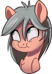 Size: 924x1309 | Tagged: safe, artist:taneysha, oc, oc only, oc:gearsy septima, pegasus, pony, bust, female, mare, scrunchy face, simple background, smiling, smirk, solo, sticker, transparent background