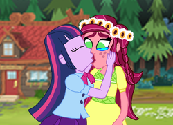 Size: 4032x2923 | Tagged: safe, artist:ktd1993, gloriosa daisy, twilight sparkle, human, equestria girls, g4, my little pony equestria girls: legend of everfree, crack shipping, daisylight, female, kiss on the lips, kissing, lesbian, shipping
