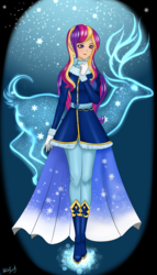 Size: 1654x2894 | Tagged: safe, artist:mdeltar, princess cadance, human, g4, elf ears, female, humanized, winter outfit