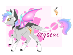 Size: 1024x768 | Tagged: safe, artist:kiara-kitten, oc, oc only, oc:crystal, bat pony, pony, colored wings, female, mare, multicolored wings, reference sheet, simple background, solo