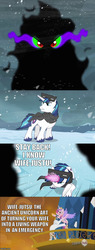 Size: 500x1318 | Tagged: safe, king sombra, princess cadance, shining armor, pony, umbrum, g4, season 3, the crystal empire, crystal empire, epic wife tossing, image macro, meme, misspelling, wife