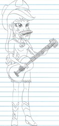 Size: 837x1796 | Tagged: safe, artist:haleyc4629, applejack, equestria girls, g4, my little pony equestria girls: legend of everfree, female, guitar, harmonica, lined paper, musical instrument, playing instruments, solo, traditional art