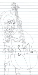 Size: 903x1796 | Tagged: safe, artist:haleyc4629, applejack, equestria girls, g4, alternate clothes, applejazz, double bass, female, lined paper, musical instrument, plucking, solo, traditional art