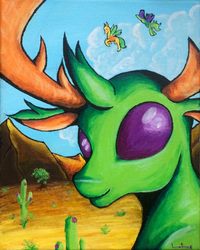 Size: 768x960 | Tagged: safe, artist:colorsceempainting, thorax, changedling, changeling, g4, bust, canvas, close-up, collaboration, king thorax, male, paint, painting, portrait, traditional art