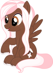 Size: 2637x3633 | Tagged: safe, artist:kojibiose, oc, oc only, oc:coconut blossom, pegasus, pony, g4, female, freckles, high res, mare, simple background, sitting, solo, transparent background