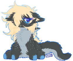 Size: 1024x858 | Tagged: safe, artist:vanillaswirl6, oc, oc only, oc:sheila, hybrid, original species, shark pony, belly fluff, chest fluff, colored hooves, commission, ear fluff, female, fluffy, hair in mouth, hair over one eye, hoof fluff, simple background, solo, spotted, transparent background