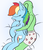 Size: 1352x1572 | Tagged: safe, artist:infrayellow, rainbow dash, oc, oc:anon, human, pegasus, pony, g4, bed, boxers, clothes, cuddling, drool, eyes closed, female, hug, human on pony snuggling, mare, sleeping, snuggling, spooning, underwear