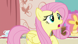 Size: 1280x720 | Tagged: safe, screencap, fluttershy, pony, discordant harmony, g4, cup, female, food, mare, sandwich, scone, solo, teacup