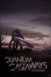 Size: 1200x1800 | Tagged: safe, artist:cosmicunicorn, artist:swan song, edit, twilight sparkle, pony, fanfic:quantum castaways, g4, canterlot, cloud, cloudy, fanfic, fanfic art, fanfic cover, female, looking back, sad, solo, typography, windswept mane