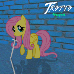 Size: 1200x1200 | Tagged: safe, artist:grapefruitface1, fluttershy, pegasus, pony, g4, album cover, female, mare, music, parody, ponified, ponified album cover, show accurate, solo, sword, toto (band), weapon