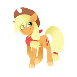 Size: 1000x1000 | Tagged: safe, artist:ghostlymarie, applejack, earth pony, pony, g4, bandana, crossed hooves, female, happy, lineless, mare, simple background, smiling, solo, transparent background