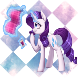 Size: 894x894 | Tagged: safe, artist:ghostlymarie, rarity, pony, unicorn, g4, female, levitation, looking up, magic, mare, simple background, smiling, solo, telekinesis, transparent background