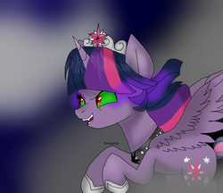 Size: 957x827 | Tagged: safe, artist:twilightse, twilight sparkle, alicorn, pony, g4, big crown thingy 2.0, clothes, corrupted, crown, dark magic, jewelry, magic, peytral, queen twilight sparkle, regalia, shoes, sombra eyes, tiara, twilight is anakin, twilight sparkle (alicorn), tyrant sparkle