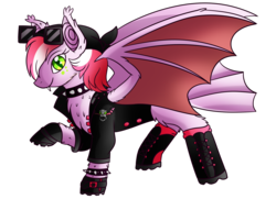Size: 3290x2387 | Tagged: safe, oc, oc only, oc:strawberry glimmer, bat pony, pony, bat pony oc, high res, simple background, transparent background