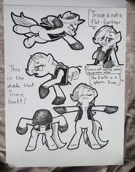 Size: 1824x2322 | Tagged: safe, artist:shoeunit, trixie, pony, unicorn, g4, aj styles, clothes, dialogue, female, flat earth, gloves, mare, solo, sports, traditional art, wrestling, wwe