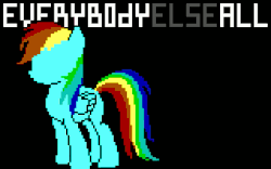 Size: 1152x720 | Tagged: safe, artist:klystron2010, rainbow dash, pegasus, pony, g4, animated, fart, female, no face, rainbow fart, raised tail, solo, tail, text, youtube link