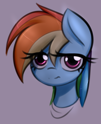 Size: 828x1009 | Tagged: safe, artist:jetwave, rainbow dash, pegasus, pony, g4, bust, female, gray background, looking at you, portrait, simple background, solo