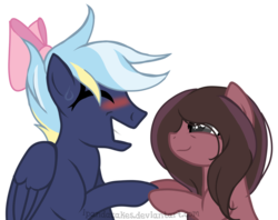 Size: 1024x812 | Tagged: safe, artist:ipandacakes, oc, oc only, oc:humor mimi pie, oc:jet streak, earth pony, pegasus, pony, female, male, mare, oc x oc, offspring, offspring shipping, parent:cheese sandwich, parent:pinkie pie, parent:rainbow dash, parent:soarin', parents:cheesepie, parents:soarindash, shipping, simple background, stallion, straight, transparent background