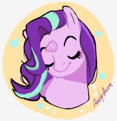 Size: 607x626 | Tagged: safe, artist:andyaura_, starlight glimmer, pony, unicorn, g4, bust, eyes closed, female, portrait, solo