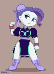 Size: 733x1000 | Tagged: safe, artist:empyu, rarity, human, equestria girls, g4, boots, chun li, clothes, cosplay, costume, crossover, dress, female, humanized, shoes, solo, street fighter, video game crossover