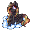 Size: 107x104 | Tagged: safe, artist:angelic-shield, oc, oc only, oc:hibiki blackwing, pegasus, pony, animated, blonde, cloud, female, floating, gif, happy, looking at you, mare, simple background, transparent background